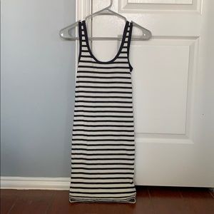 Navy & white striped tank top dress